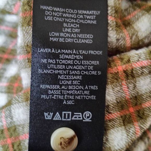 Pilcro Oversized Flannel Button Down – Green & Pink Plaid, Women’s Medium - Picture 5 of 7